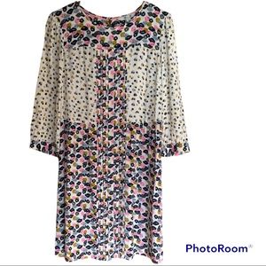 Boden Prairie Boho Dress 3/4 Sleeves Cream with Flower Pattern Retro Size 8